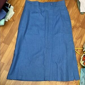 Counterparts Petite  Blue Linen Women's Aline Skirt Size 14